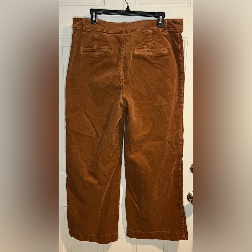 LOFT Rust Brown Corduroy Wide Leg Pants High Rise Size 14 - Picture 3 of 7